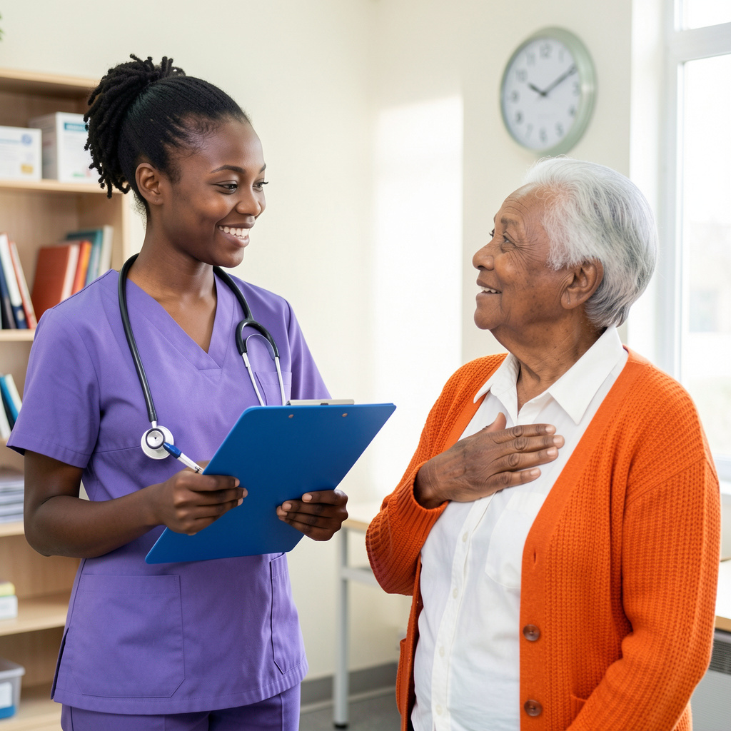 freepik  a young african female nurse in a purple uniform w  61731
